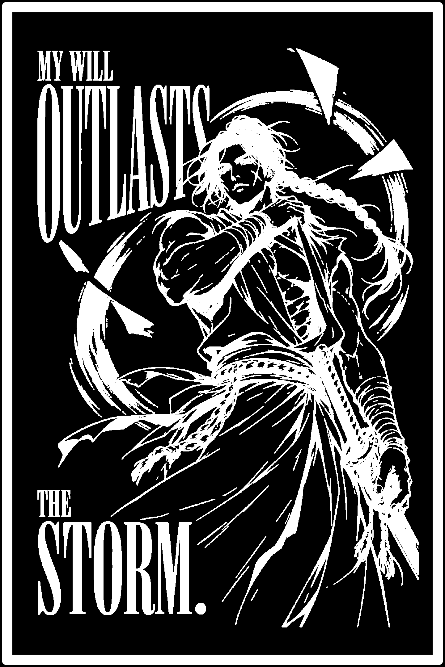 Digital model preview of the My Will Relief Poster, White on Black edition — actual CAD front render