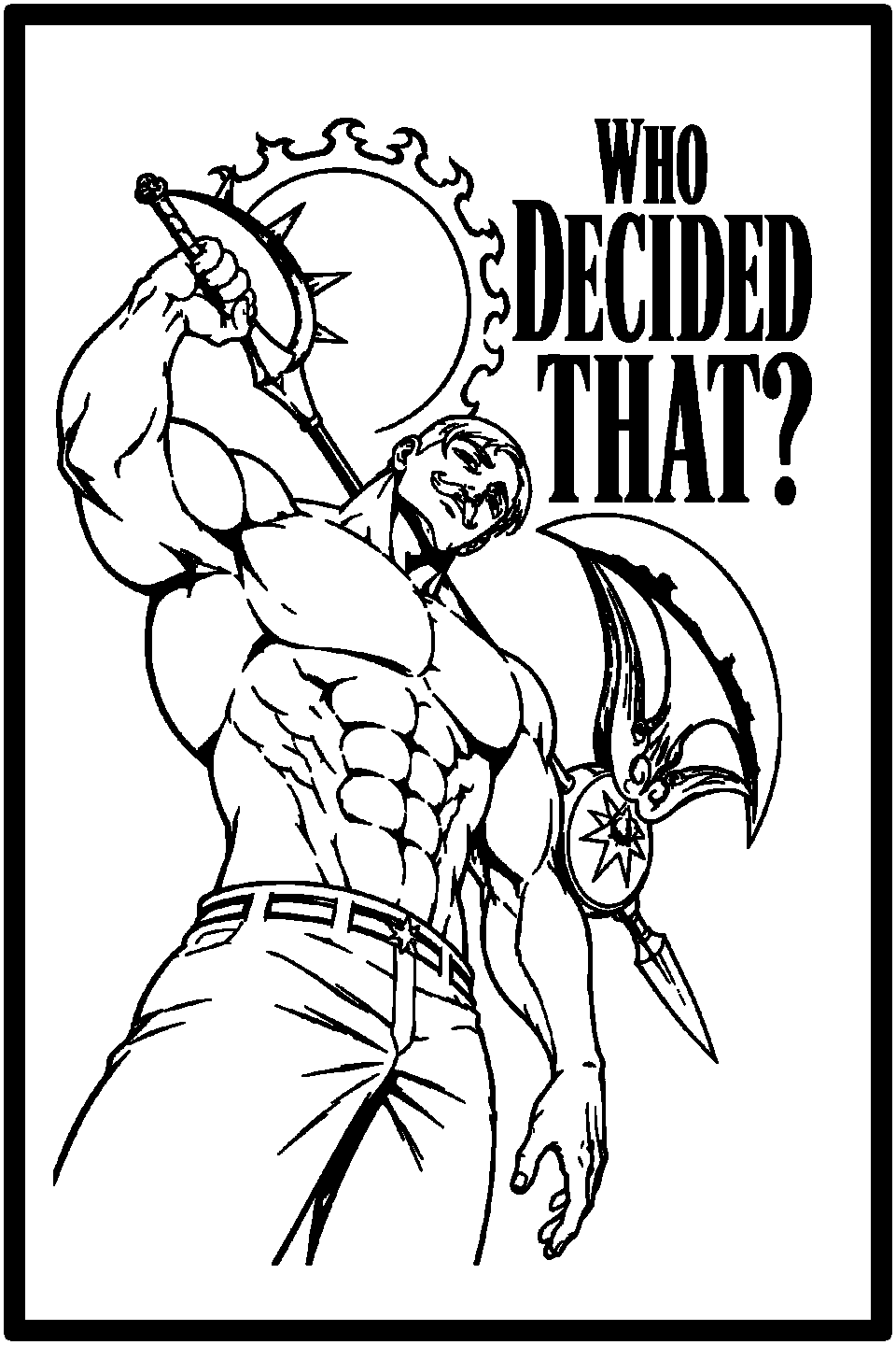 Digital model preview of the Escanor — Who Decided That Relief Poster, Black on White edition — actual CAD front render, uncropped