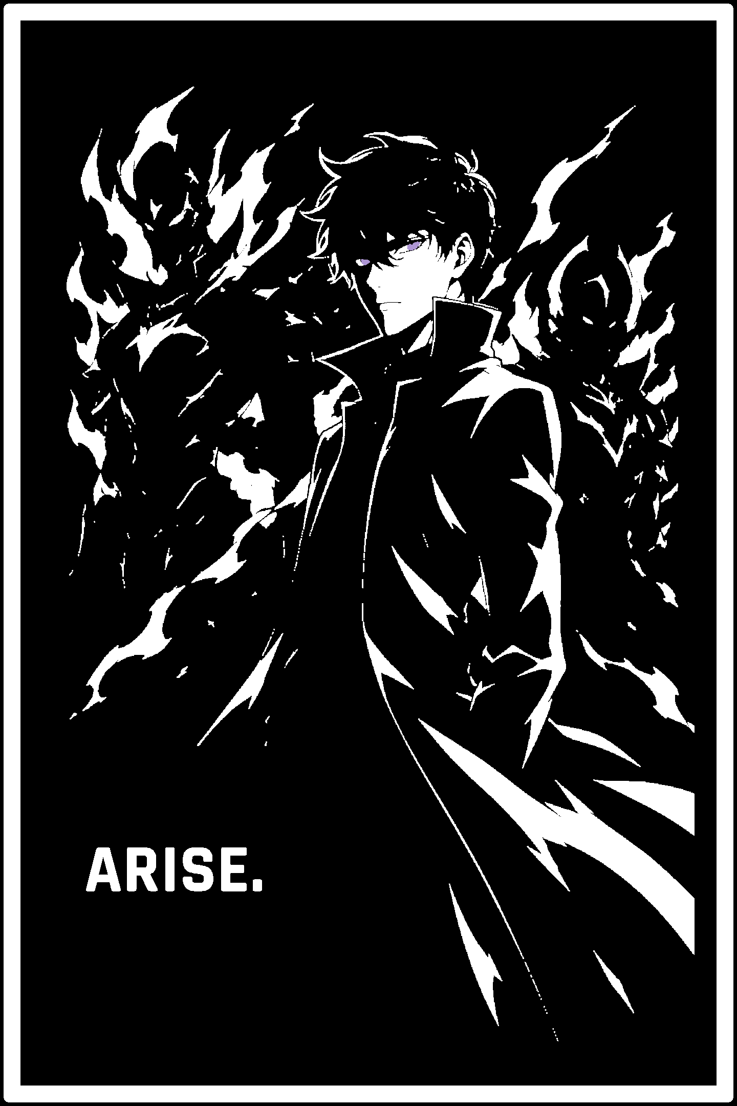 Digital model preview of the Sung Jinwoo — Arise Relief Poster, White on Black edition — actual CAD front render