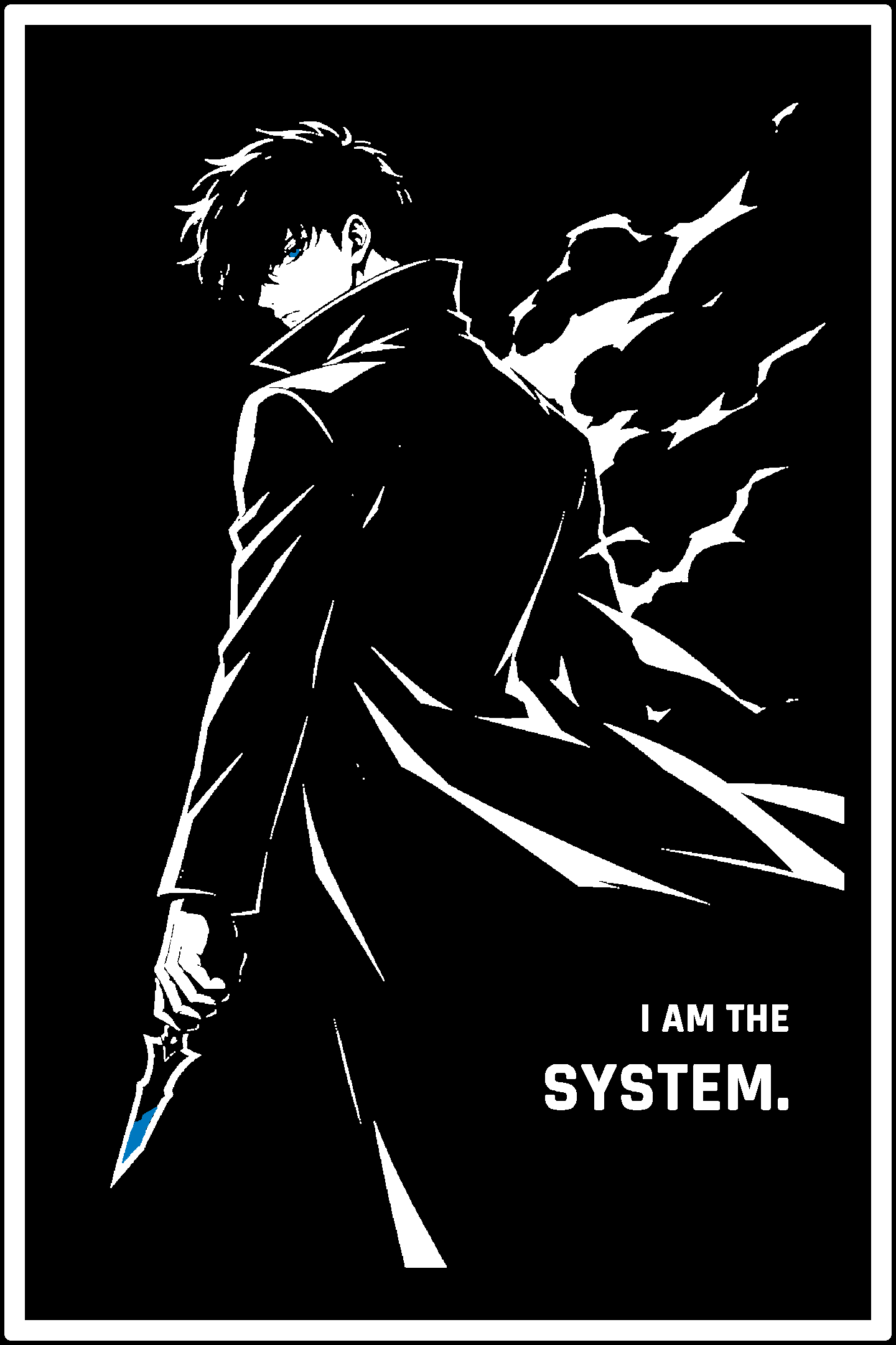 Digital model preview of the Sung Jinwoo — Shadow Monarch Relief Poster, White on Black edition — actual CAD front render, uncropped
