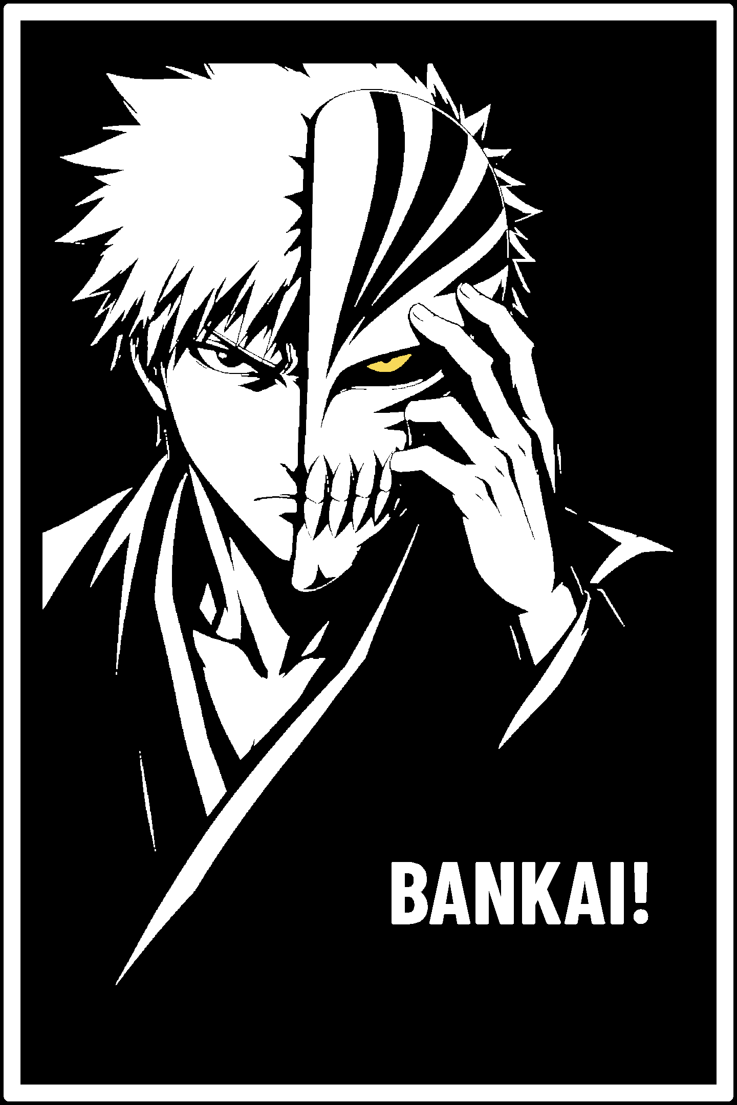 Digital model preview of the Ichigo Kurosaki — Protector Relief Poster, White on Black edition — actual CAD front render, uncropped