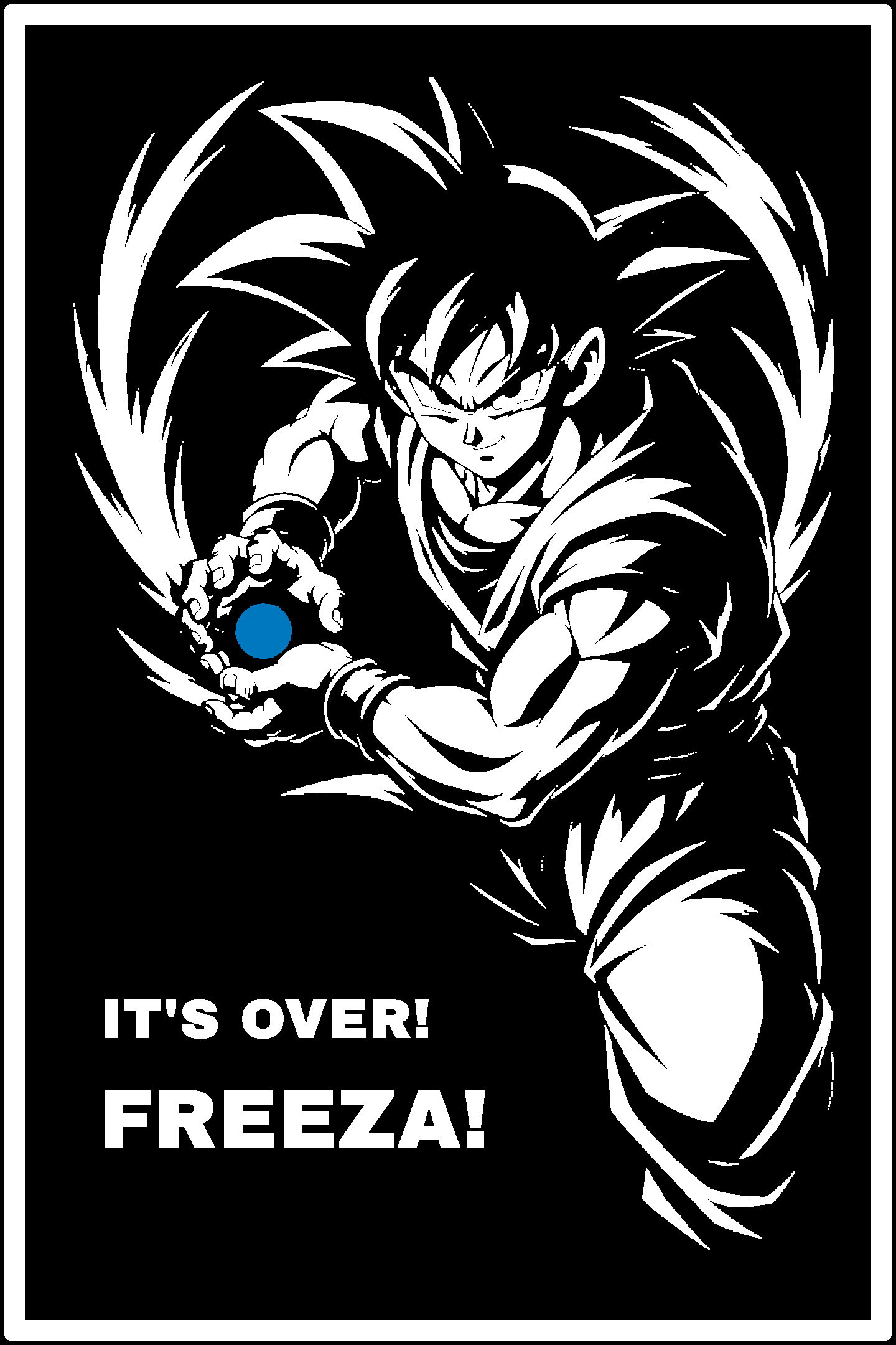 Digital model preview of the Son Goku — Saiyan Spirit Relief Poster, White on Black edition — actual CAD front render, uncropped
