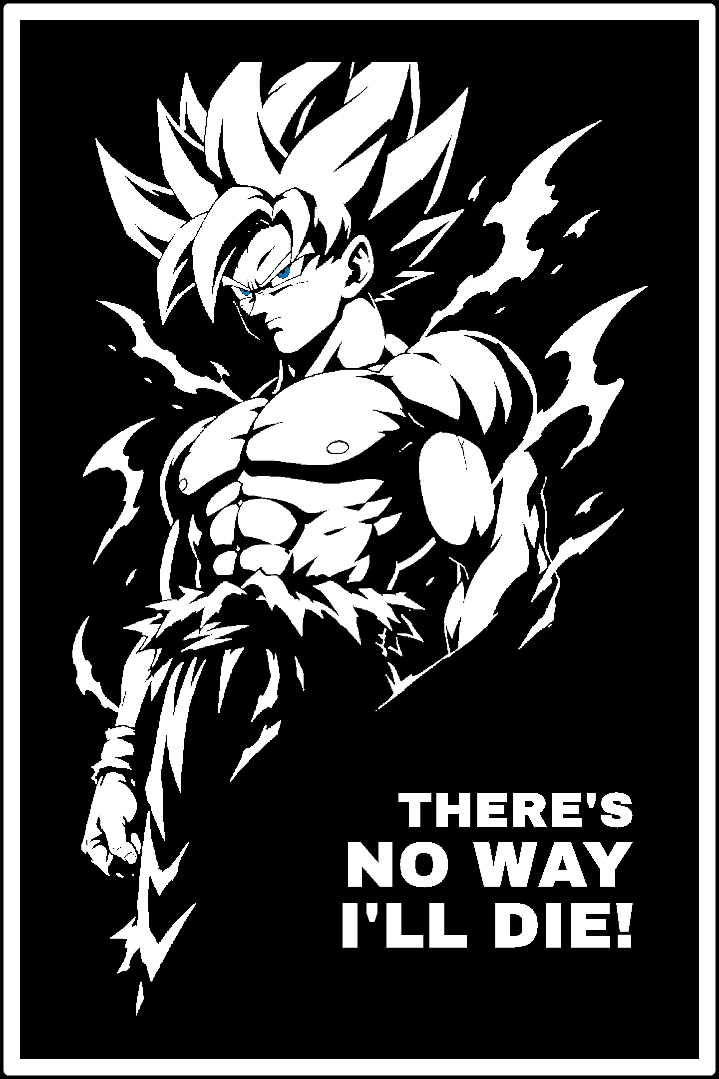 Digital model preview of the Son Goku — Ultra Instinct Relief Poster, White on Black edition — actual CAD front render, uncropped