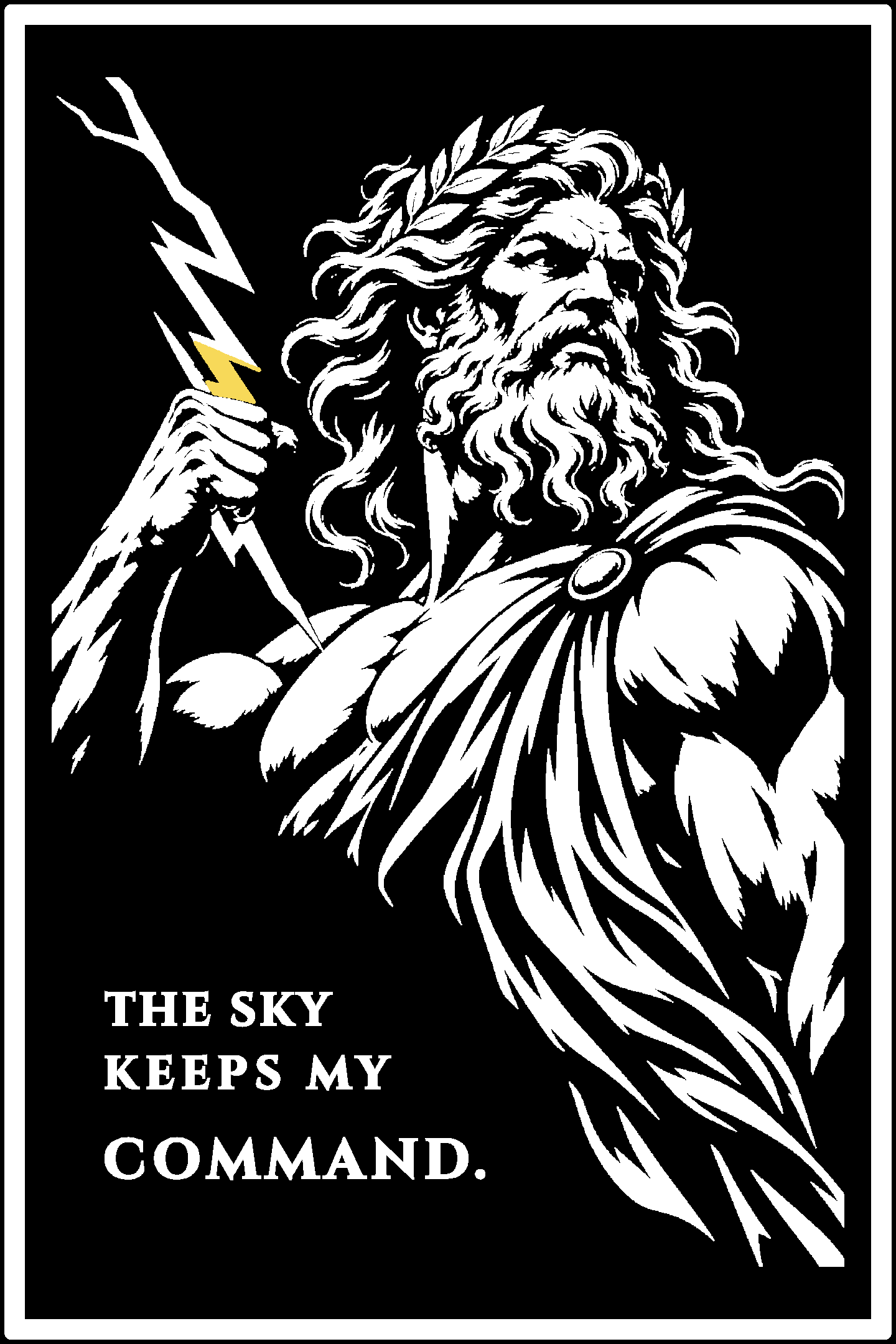 Digital model preview of the Zeus — Thunder King Relief Poster relief poster — actual artwork, uncropped