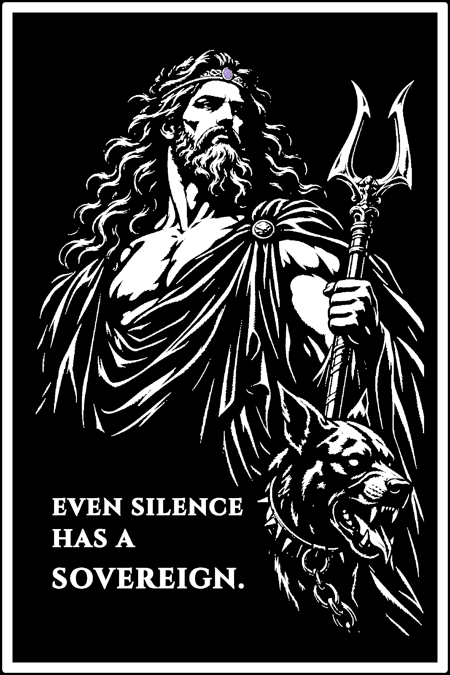 Digital model preview of the Hades — Unseen King Relief Poster, White on Black edition — actual CAD front render, uncropped
