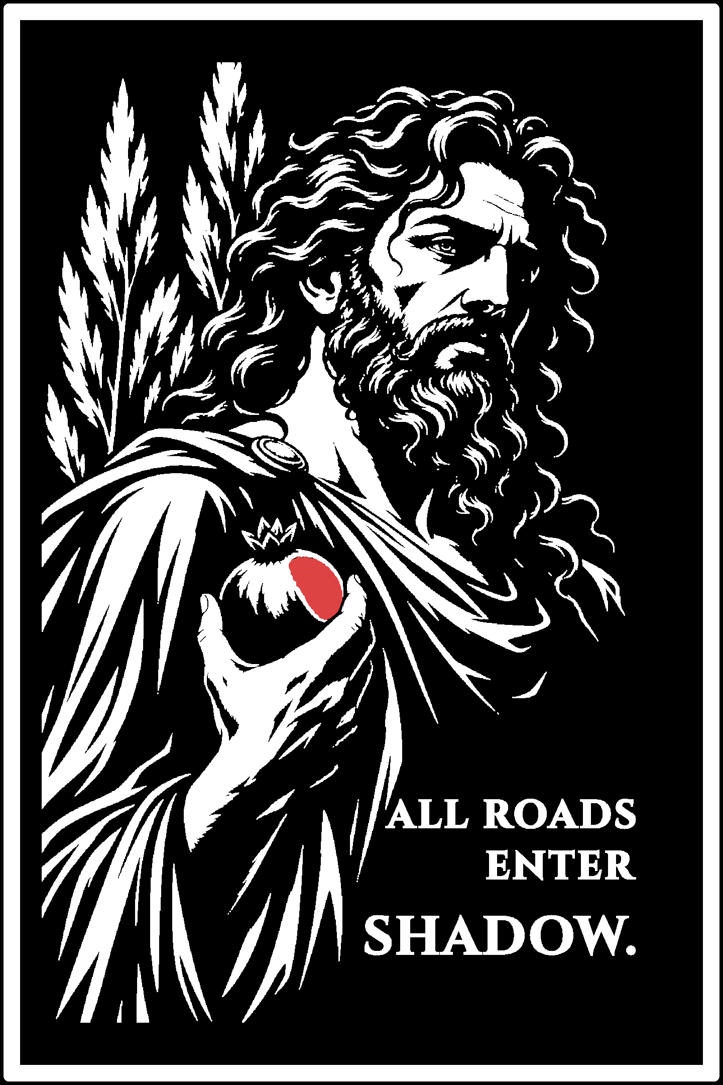 Digital model preview of the Hades — Last Gate Relief Poster, White on Black edition — actual CAD front render, uncropped