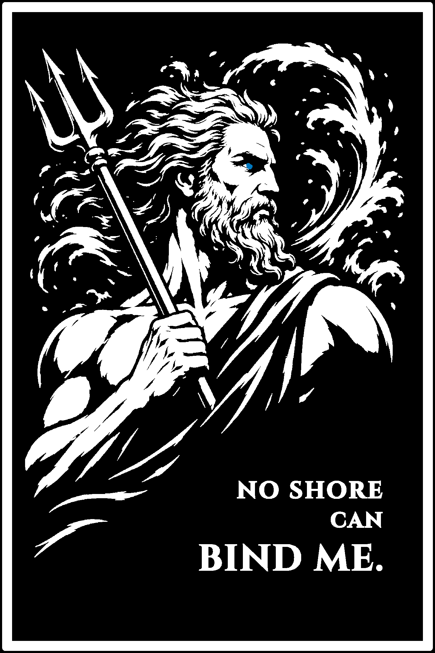 Digital model preview of the Poseidon — Storm Tide Relief Poster, White on Black edition — actual CAD front render, uncropped