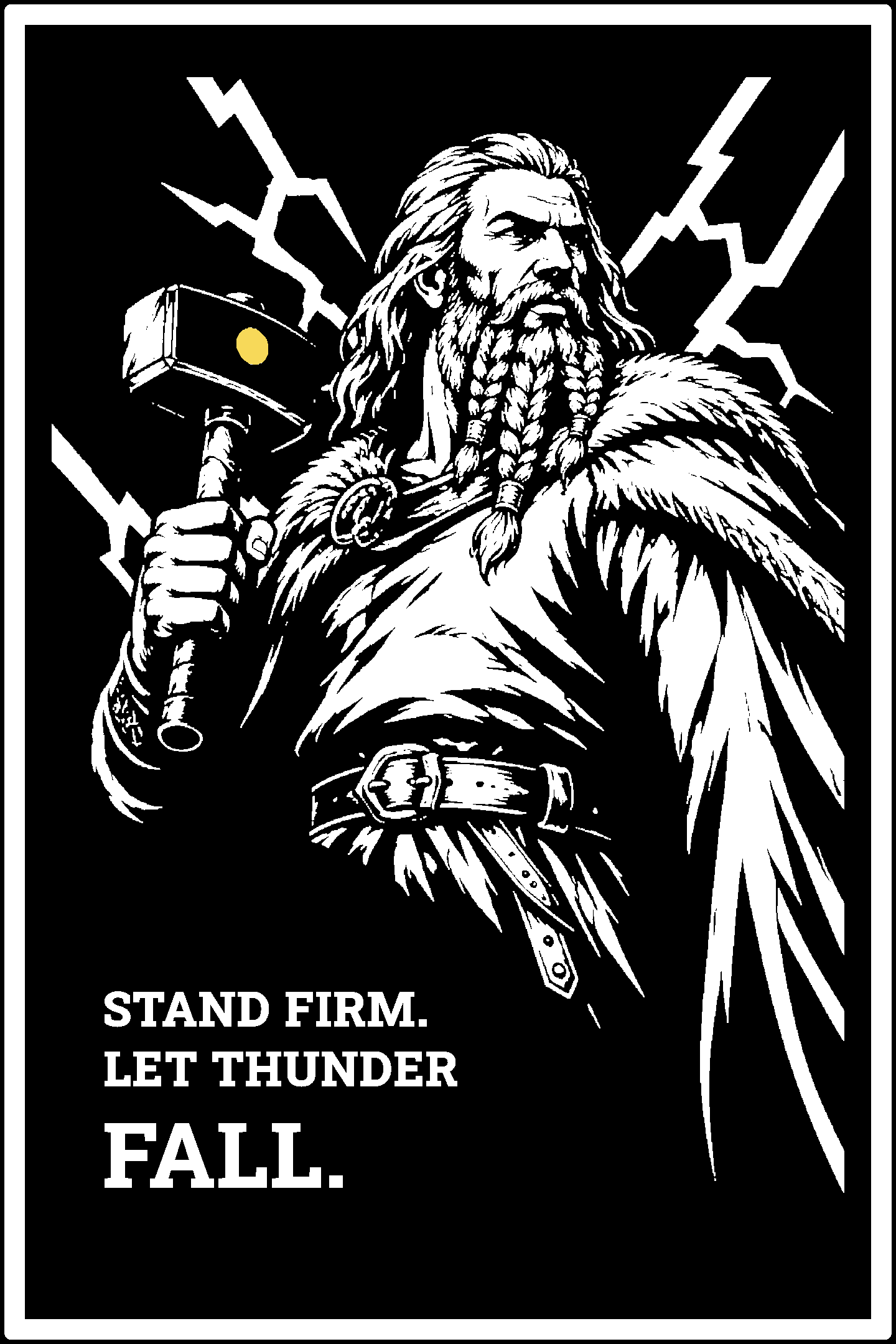 Digital model preview of the Thor — Thunderer Relief Poster, White on Black edition — actual CAD front render, uncropped