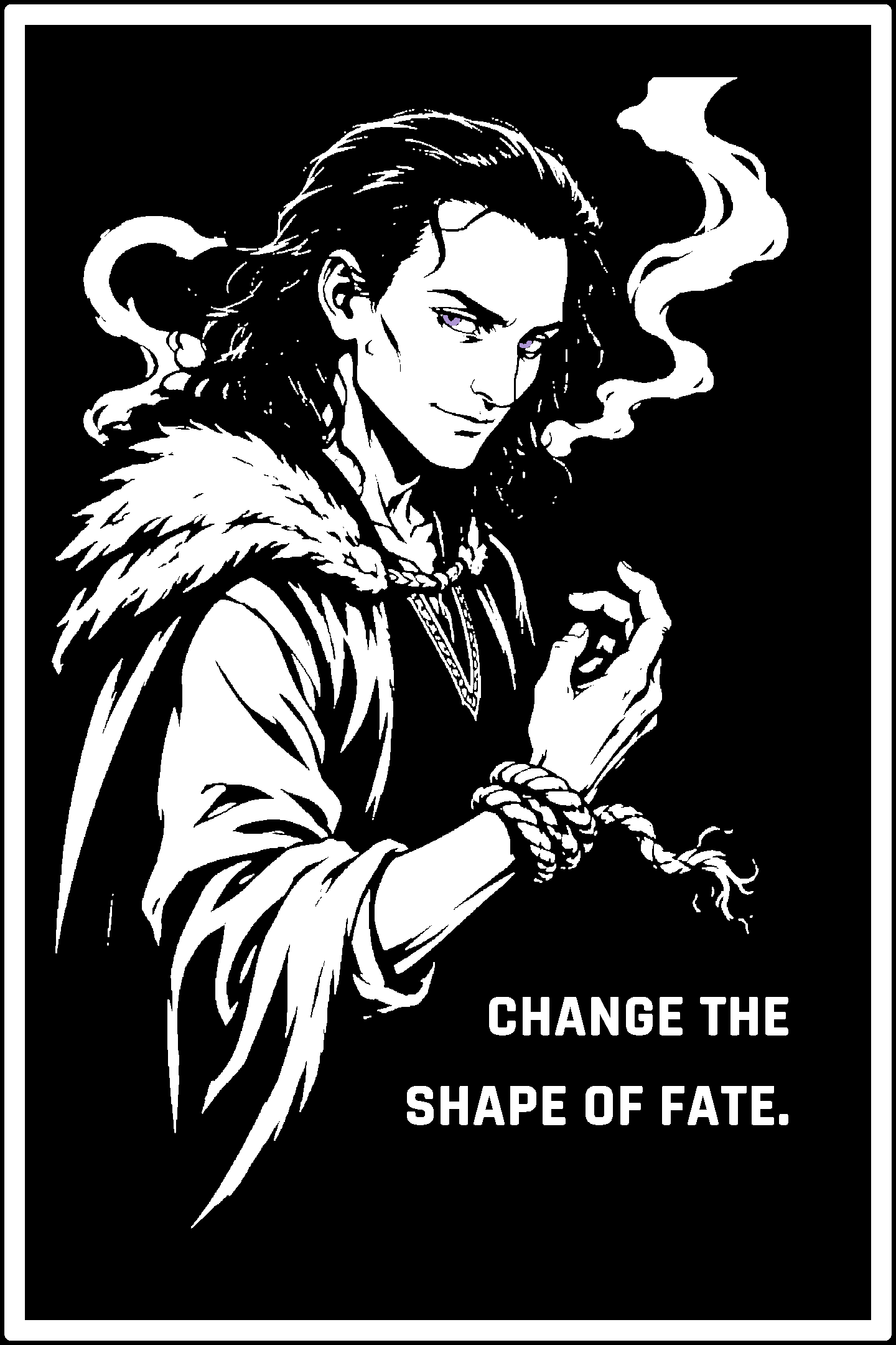 Digital model preview of the Loki — Unbound Relief Poster, White on Black edition — actual CAD front render, uncropped