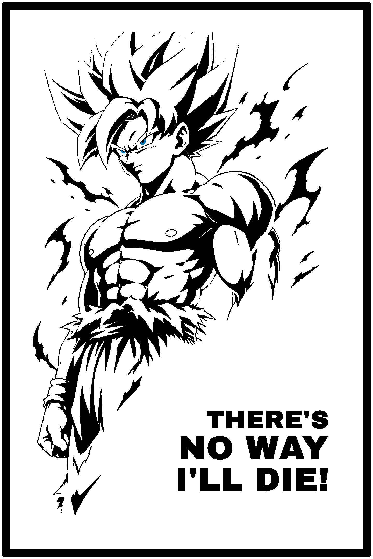 Digital model preview of the Son Goku — Ultra Instinct Relief Poster, Black on White edition — actual CAD front render, uncropped
