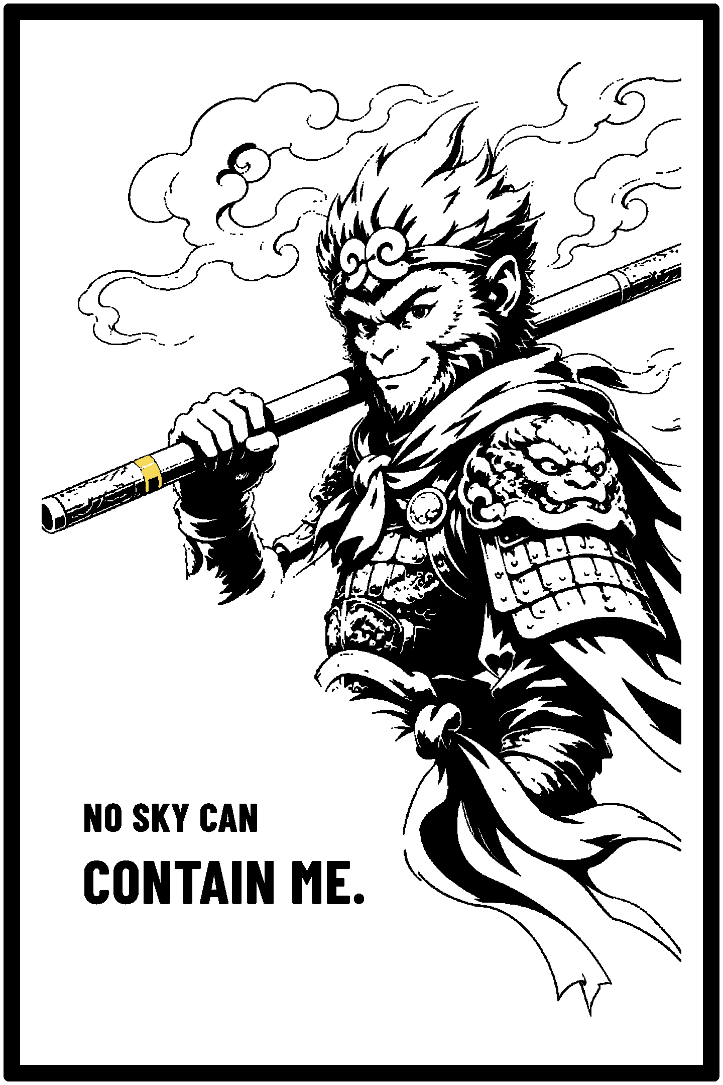 Digital model preview of the Sun Wukong — Great Sage Relief Poster relief poster — actual artwork, uncropped