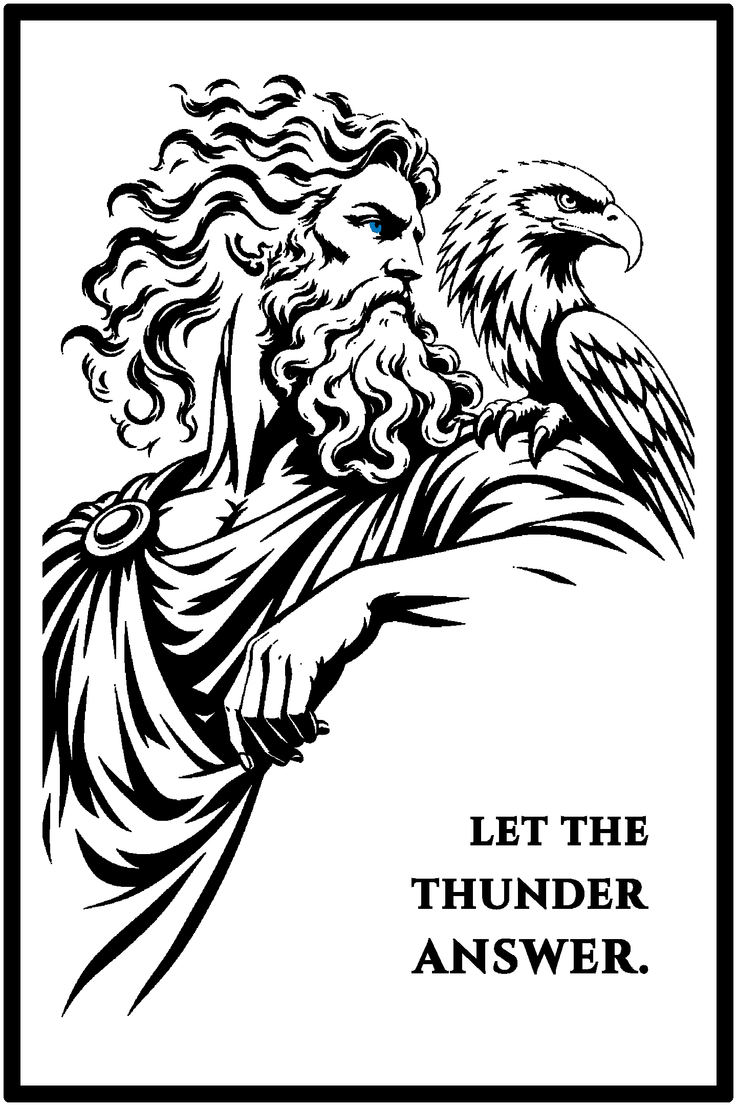 Digital model preview of the Zeus — Sky And Storm Relief Poster, Black on White edition — actual CAD front render, uncropped