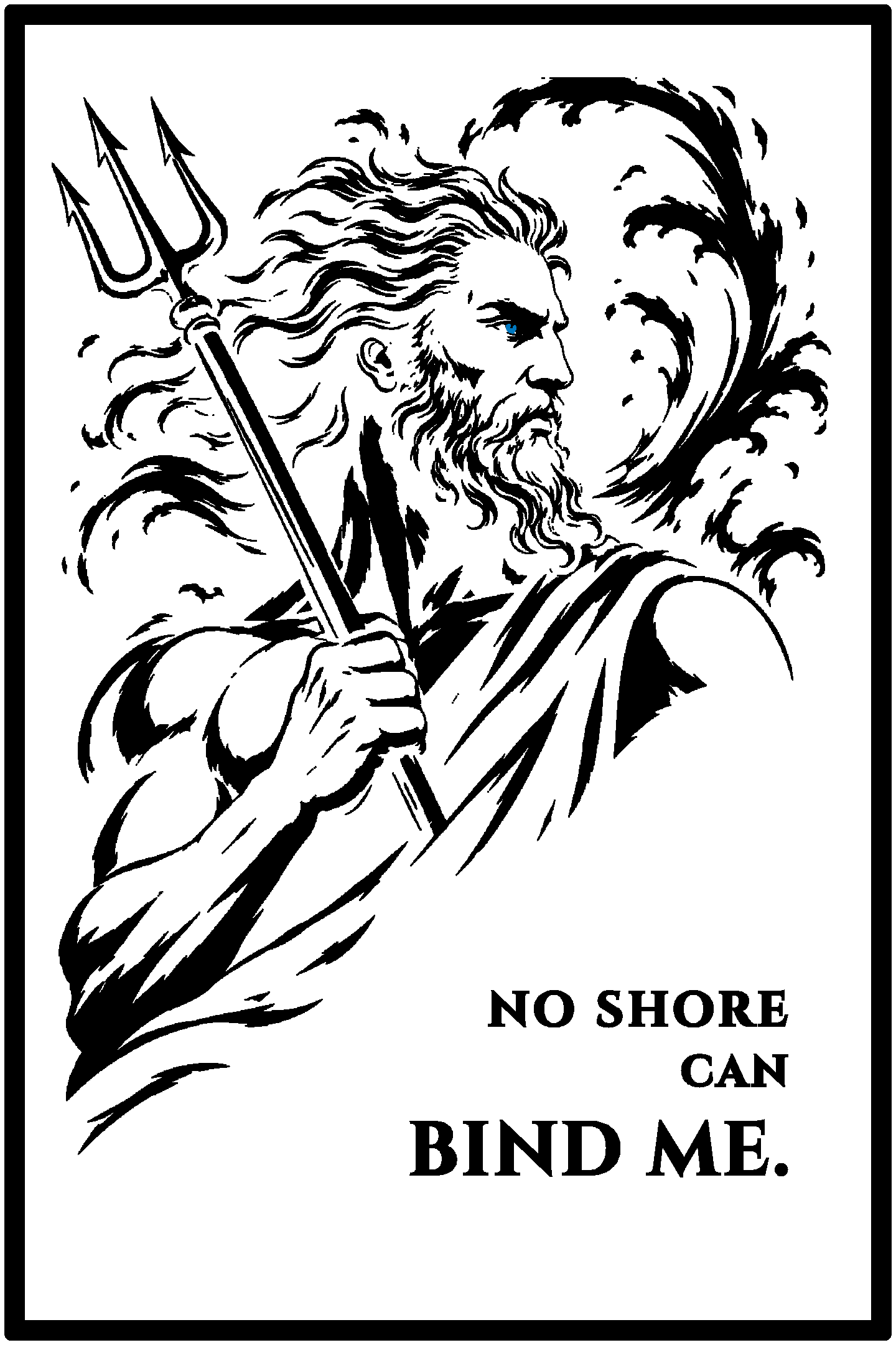 Digital model preview of the Poseidon — Storm Tide Relief Poster, Black on White edition — actual CAD front render, uncropped