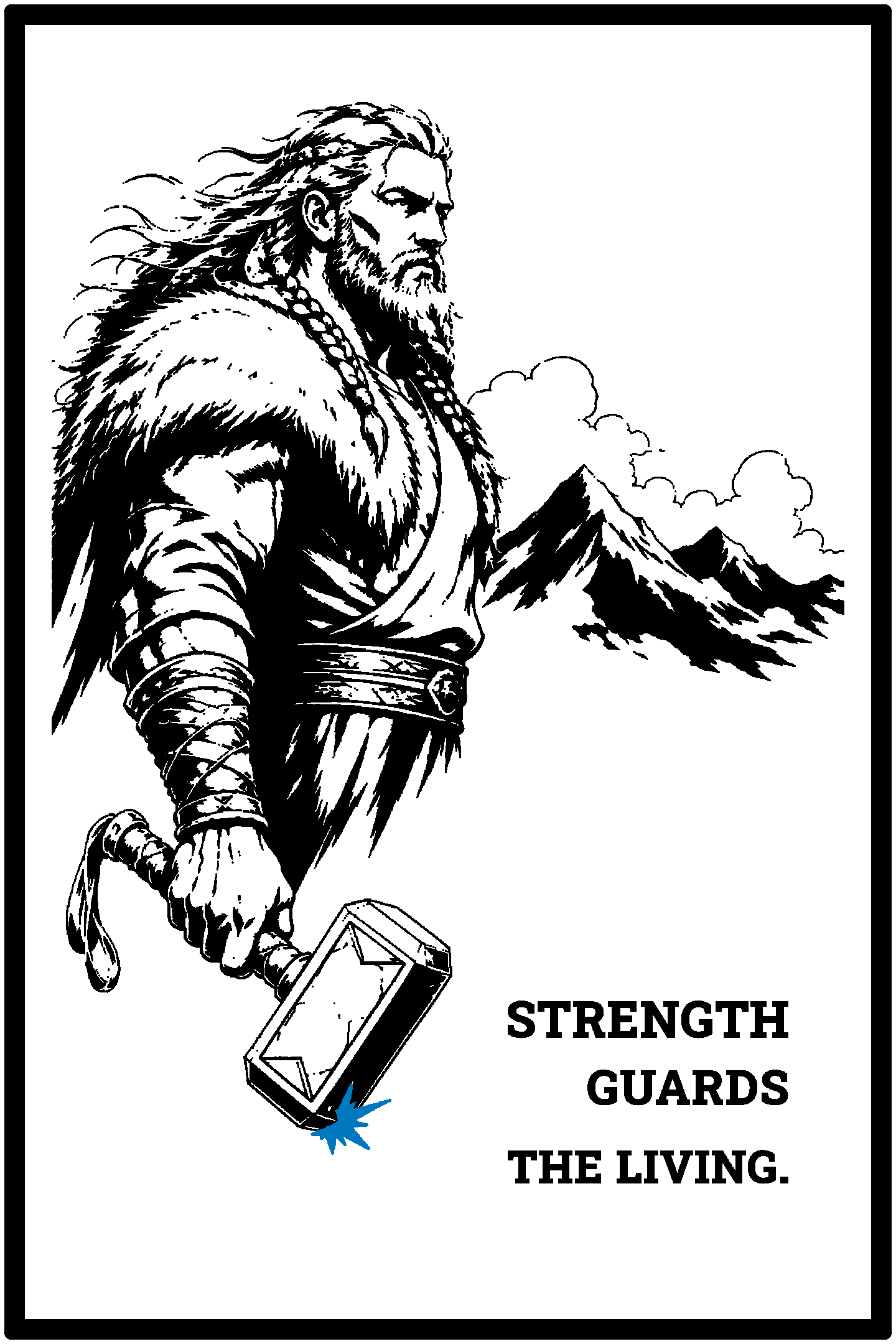 Digital model preview of the Thor — Giants Bane Relief Poster, Black on White edition — actual CAD front render, uncropped