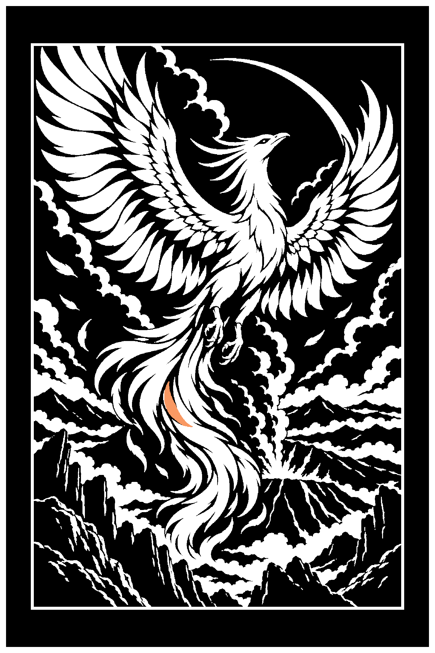 Digital model preview of the Phoenix — From the Ashes Relief Poster relief poster — actual artwork, uncropped